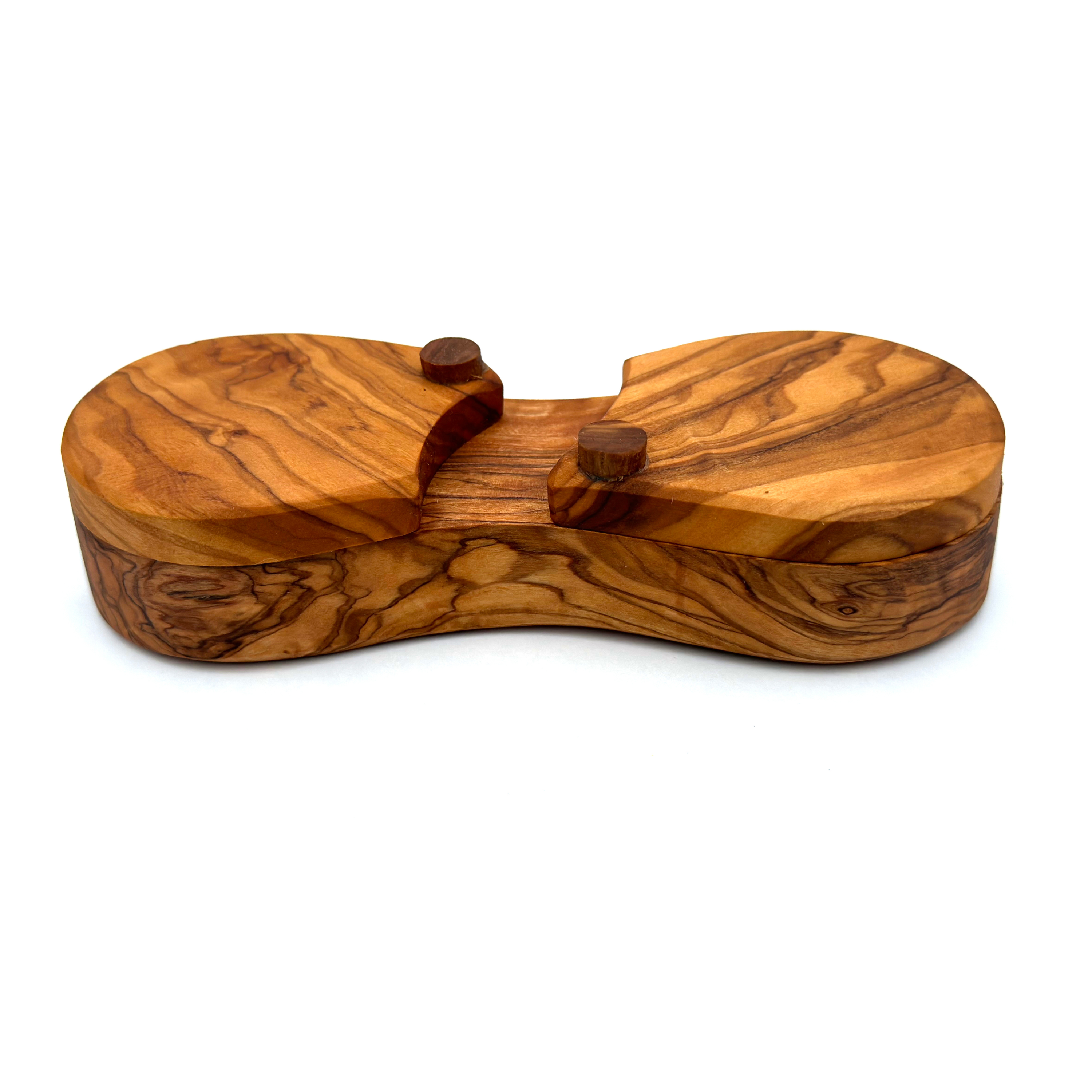 medina mood – wholesale Food storage container – Spice jar with 2 compartments handmade from olive wood 2