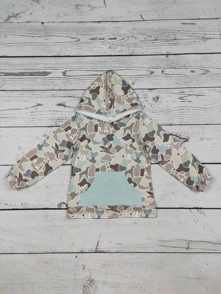 Sudadera con capucha de caza para niño con estampado de camuflaje para venta al por mayor de sassy kids palace