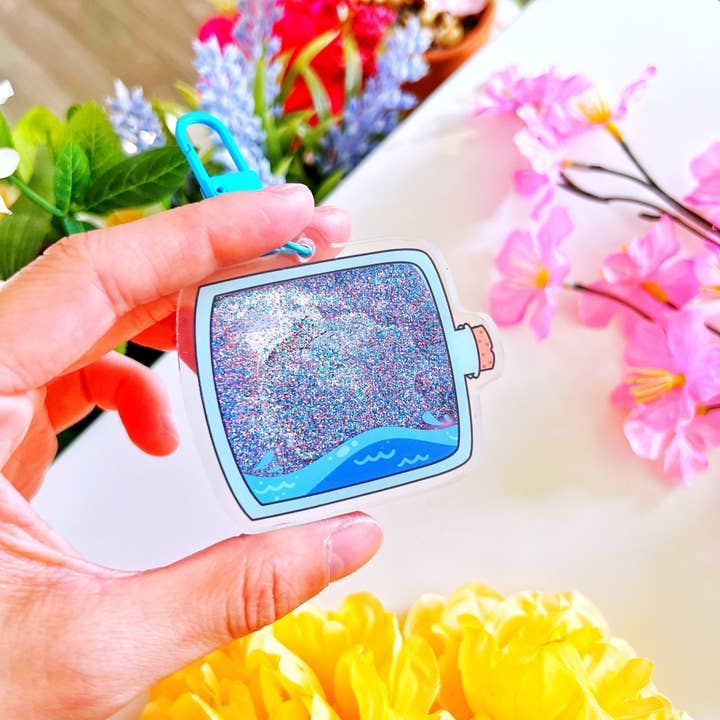 SumLilThings – Porta-chaves - Unissexo por atacado – Chaker Keychain - Envio em Garrafa (Liquid Glitter)1