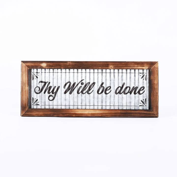 Swanson Christian Products - Wholesale Sign - Wall Decor Corrugated Tin Thy Will Be Done 20x8x.5