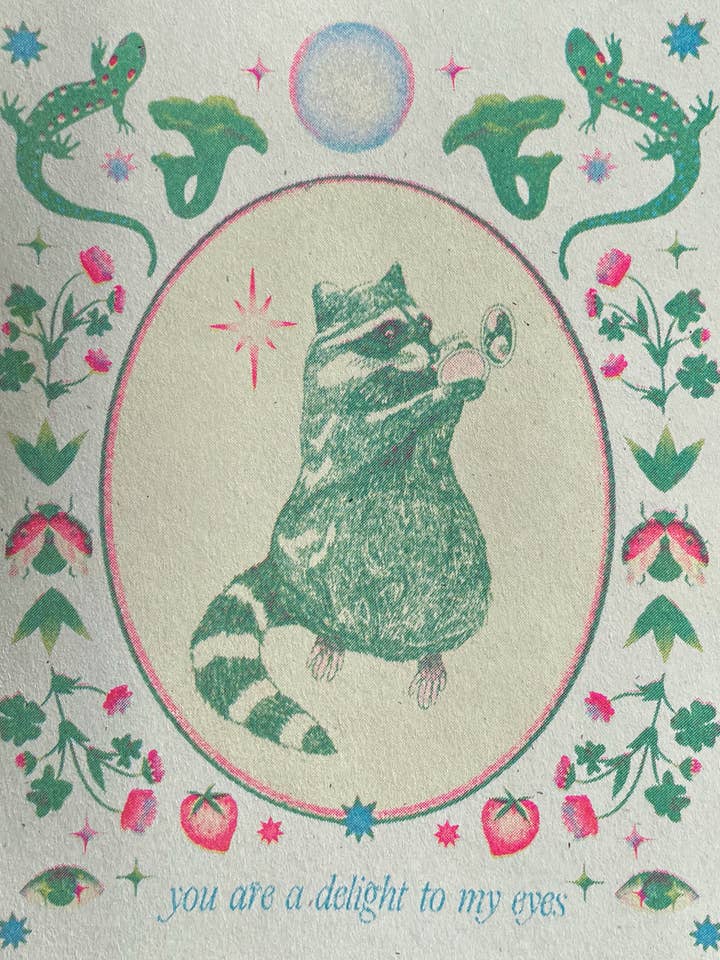 Raccoon (mini risograph) for wholesale by swan meadow