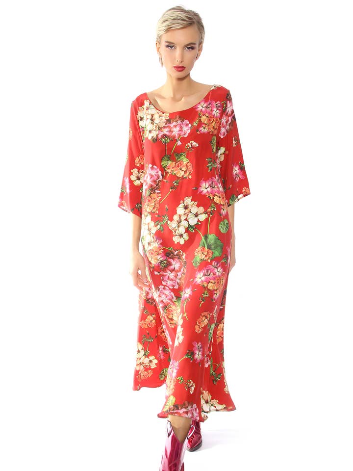 Maya Seyferth - Wholesale Dress - Women's - red silk floral dress0