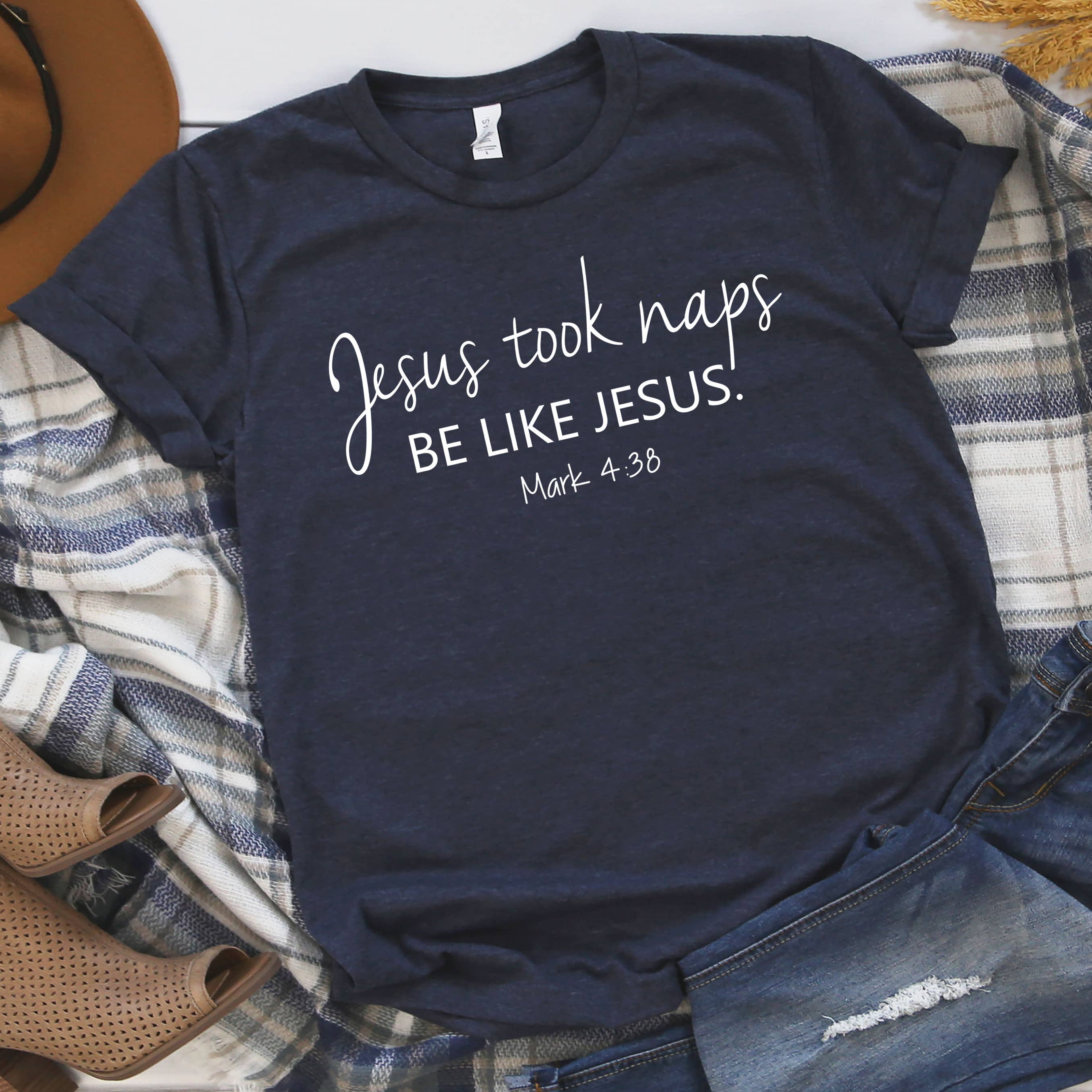 Down Home Tees - Vente T-shirt sérigraphié – femme - Jésus faisait la sieste, sois comme Jésus T-shirt graphique pour femmes3