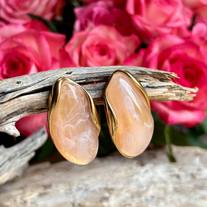 Brincos de Resina com Banho de Ouro 18ct por atacado de Ocean Ripples