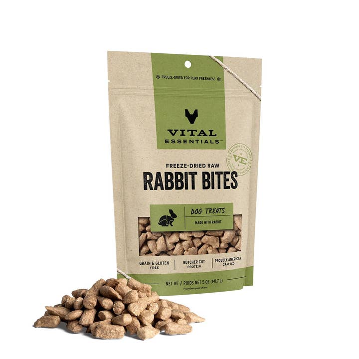 Vital Essentials Rabbit Bites FD Dog Treats 5 oz for wholesale by Pet Palette Distribution
