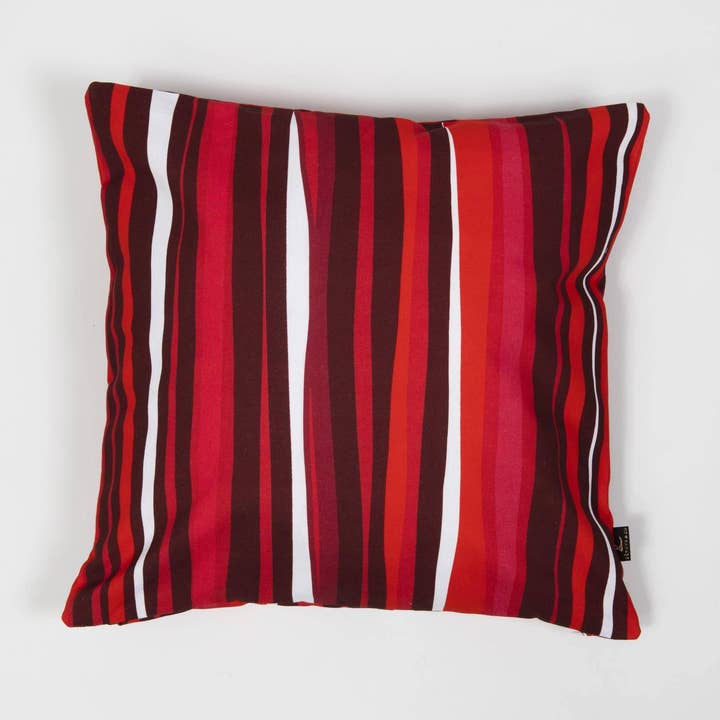 Capa de Almofada de Algodão com Padrão de Listras Não Estruturadas Vermelha por atacado de Zéphyr And Co