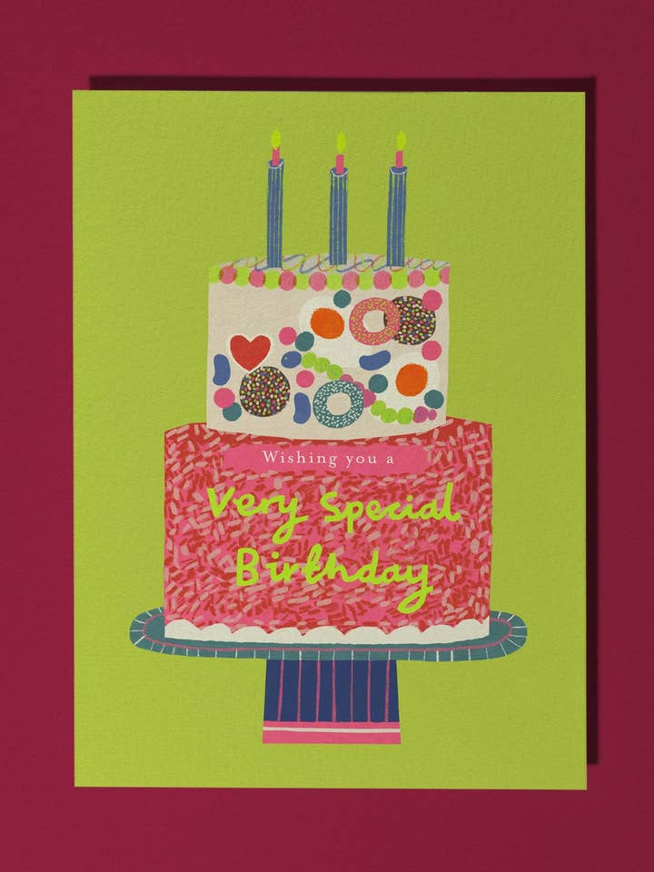 Wishing You a Special Birthday – Colourful Cake Card for wholesale by Maisy Summer