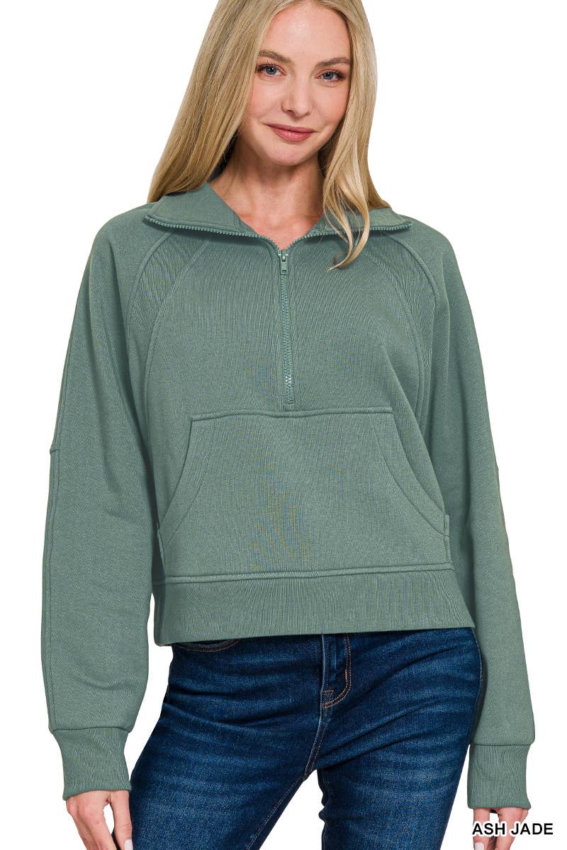 42POPS - Wholesale Sweatshirt - Women's - `.Half Zip Cropped Pullover0