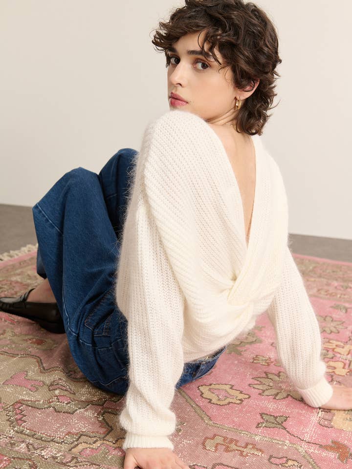 Back bow sweater - KIWI for wholesale by Garance Paris