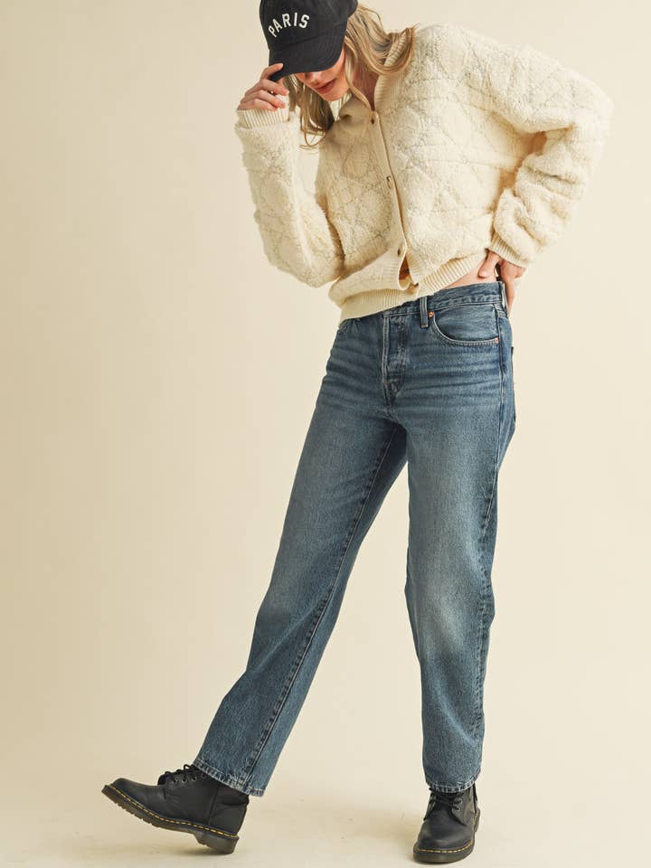 &MERCI - Wholesale Cardigan - Women's - FUZZY KNIT HOODIE CARDIGAN MSW109413