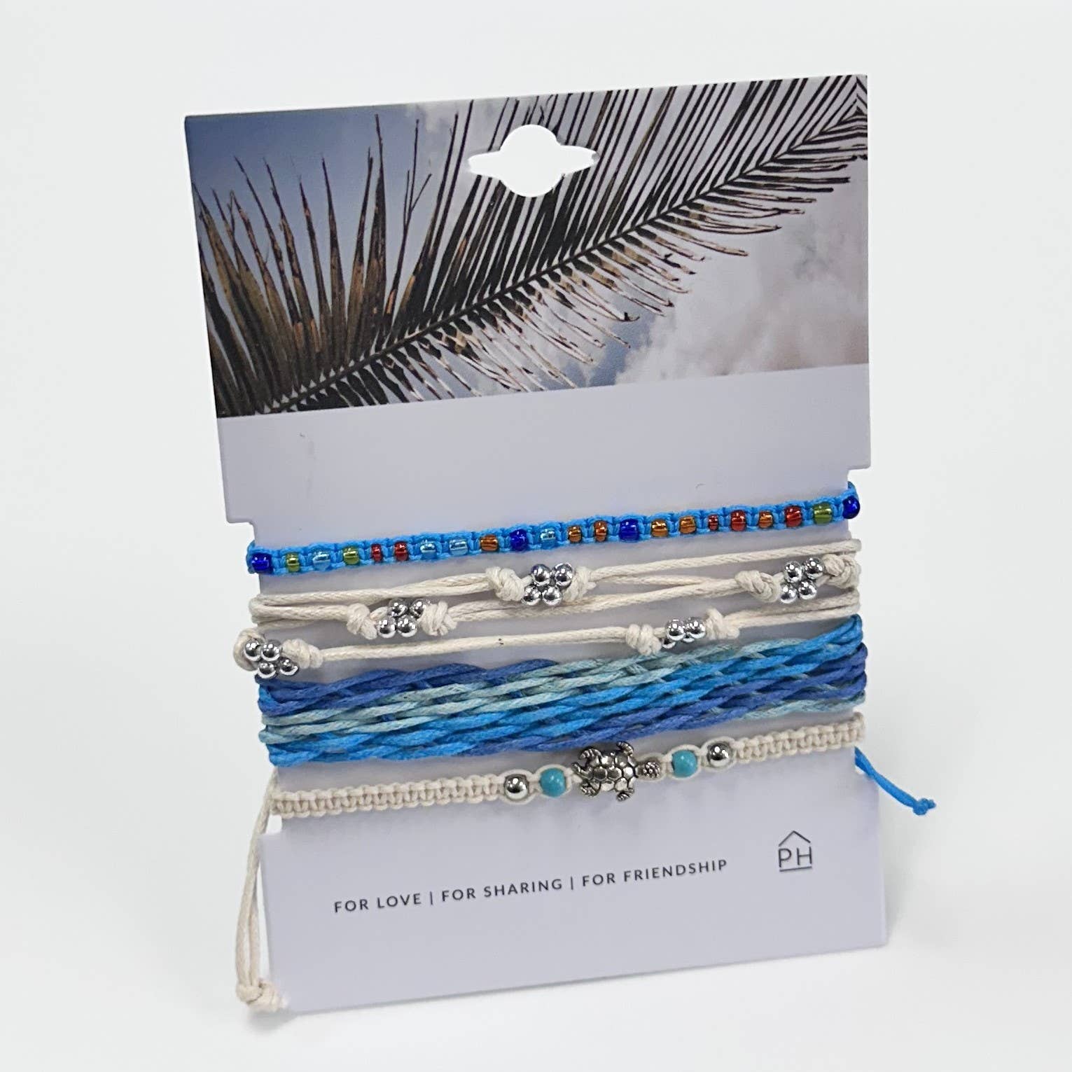 Pink House Imports - Wholesale Woven/Braided Bracelet - Palm Card Color Stack Pull Bracelets Set/43