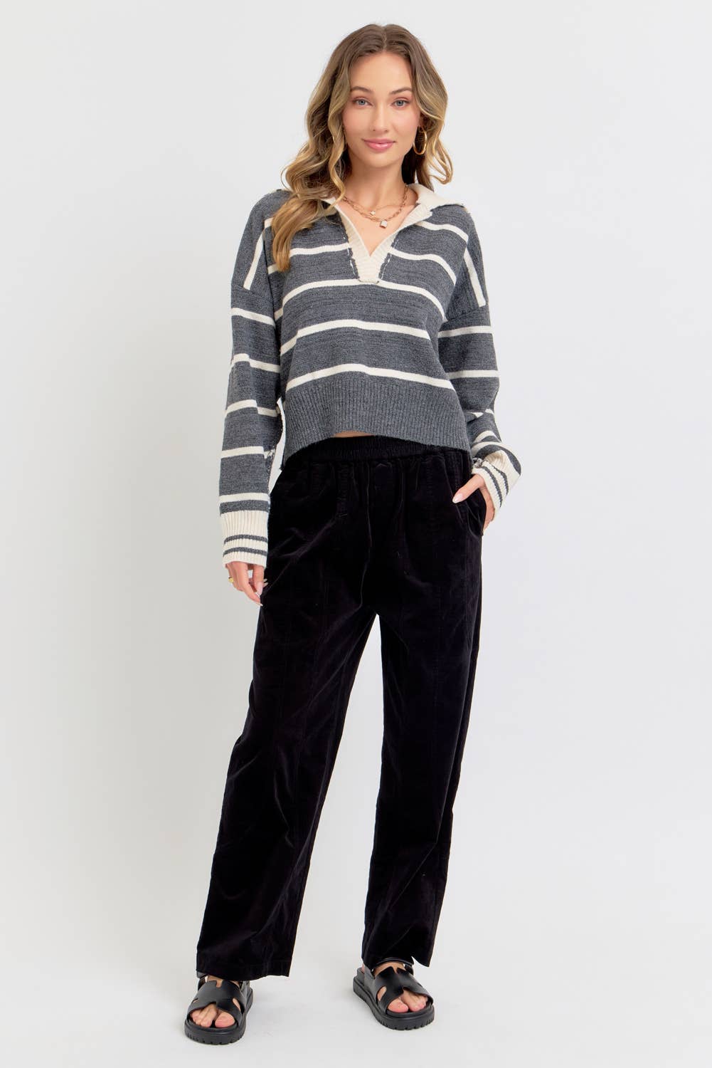 Sweet Lovely by Jen - Wholesale Knit Sweater - Women's - STRIPED EVERYDAY  KNIT SWEATER8