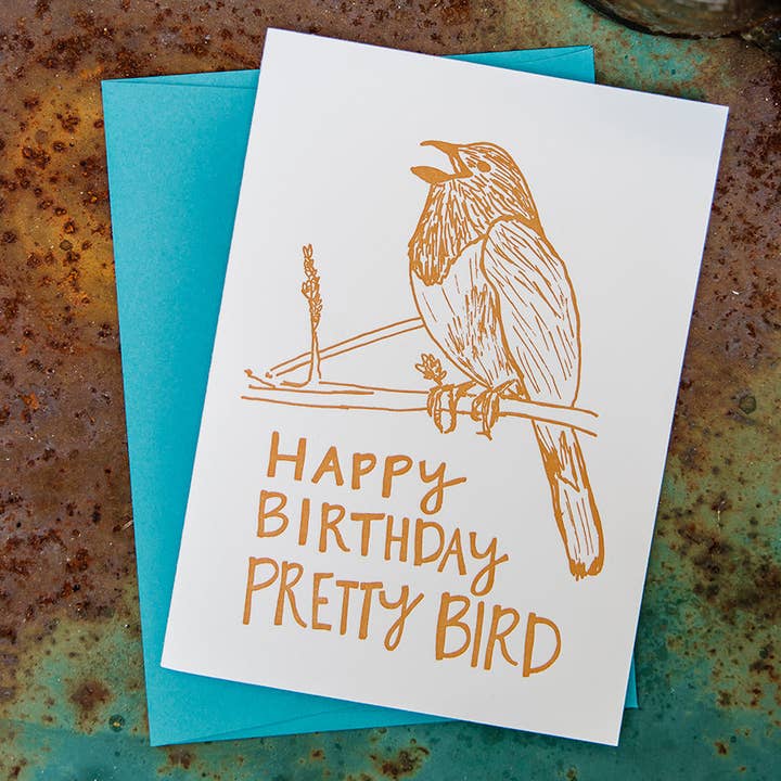 Macon York Press – Großhandel Geburtstagskarten – Letterpress-Geburtstagskarte: Eastern Towhee „Pretty Bird“1