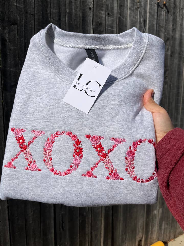 Floral “XOXO” Embroidered Sweatshirt for wholesale by LC by Carina