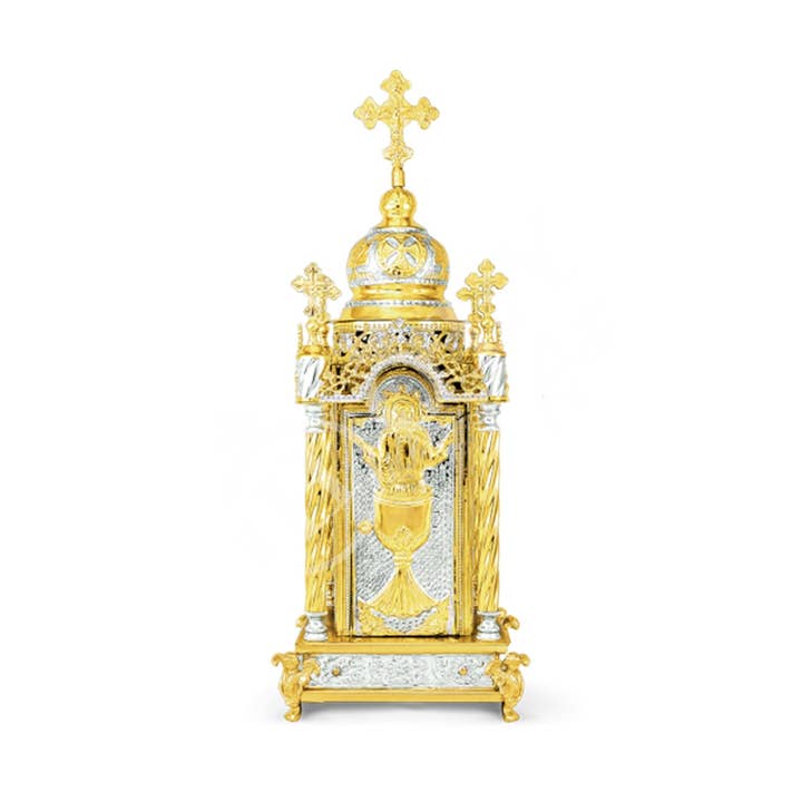 Christian Gold plated Handmade Altar Tabernacle, Orthodox Altar Church Tabernacle Monstrance Handmade Pyx Artoforio, religious gift for wholesale by TheHolyArt