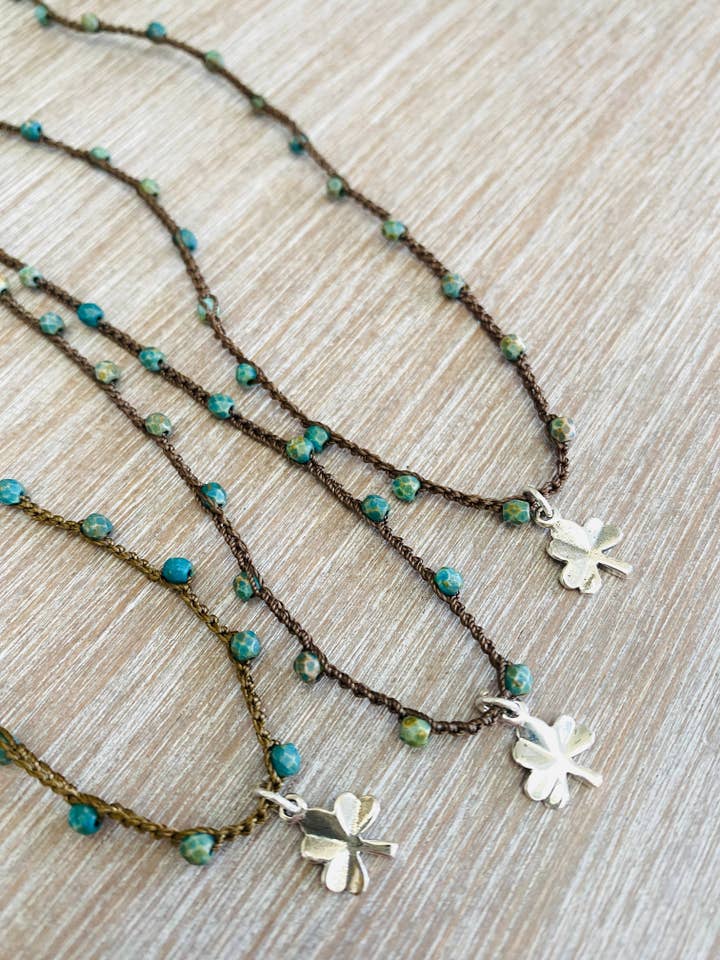 Collier à breloques en argent sterling Luckyest Lucky Clover pour la vente par Twist Style