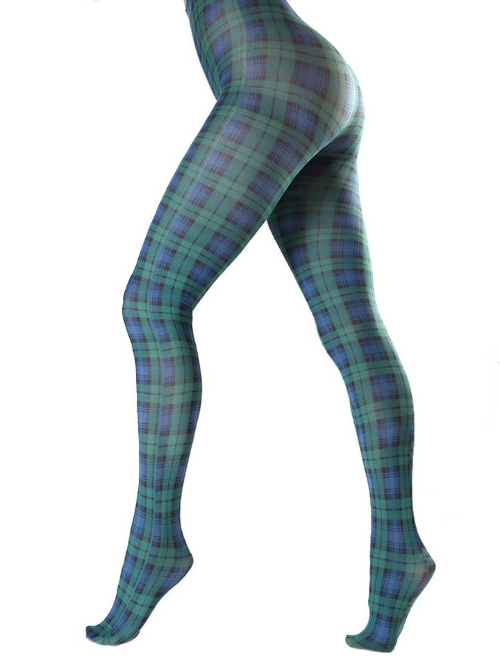Black Watch Tartan Printed Tights for wholesale by Pamela Mann