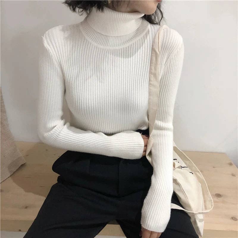 Blak Wardrob - Wholesale Knitted jumper – Women′s - Turtleneck Women Korean Sweater23