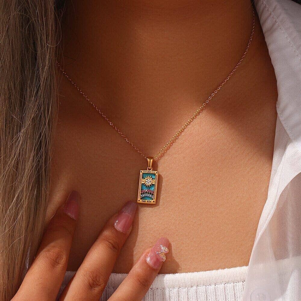 Gemscape UK - Wholesale Pendant/Charm Necklace - Tarot Design Necklace with Crystal - Chic Trendy Jewellery14