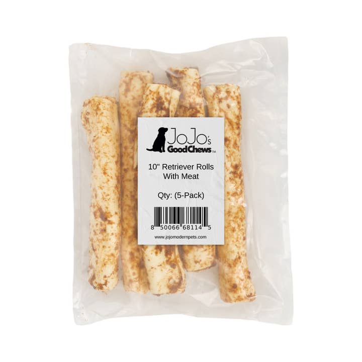 Jojo Modern Pets - Wholesale Pet treats – Dog - 10" Rawhide Retriever Roll Dog Chews (5/Bag)7
