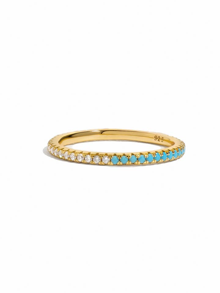 Half Turquoise Half CZ Ring for wholesale by Sami Jewels