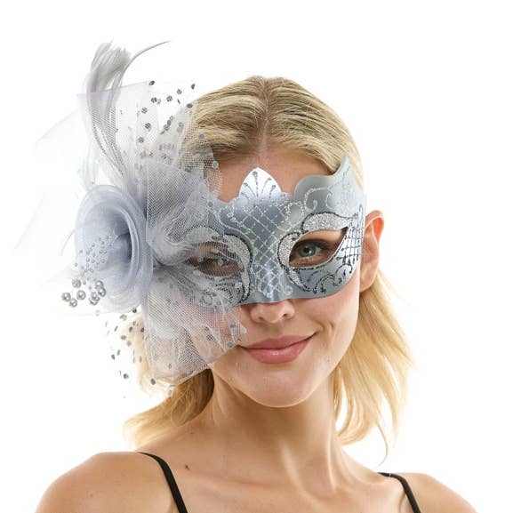 Silver Fascinator Mask for wholesale by KBW Global Corp.