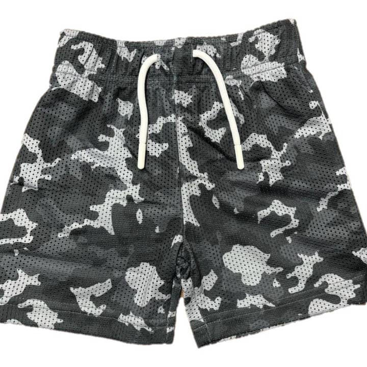 Kids Mesh Shorts - Black Camo for wholesale by 🤍Baby Steps and Mish Kids