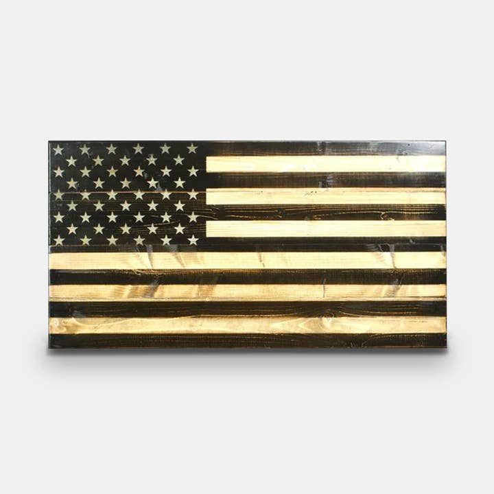 Legacy Series Wooden American Flag - Subdued (black/white) for wholesale by Flags of Valor
