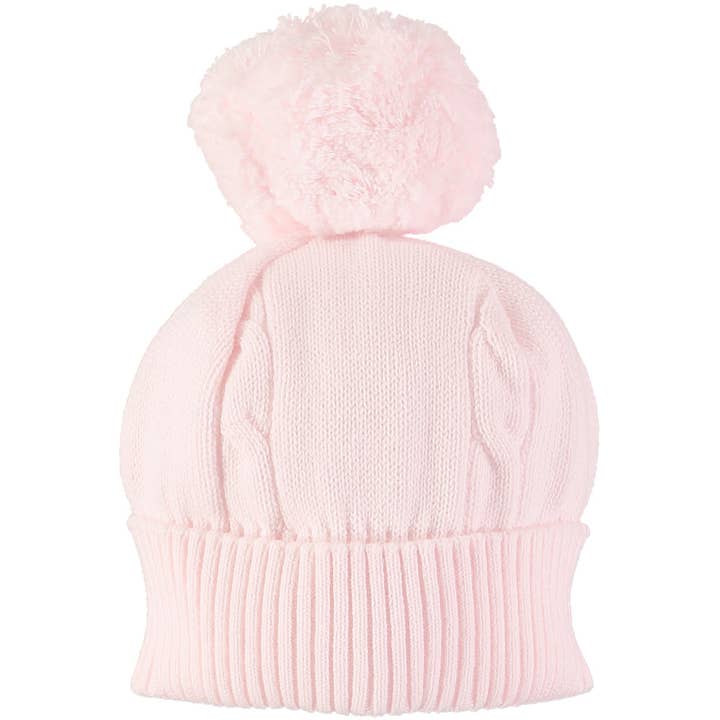 Fuzzy Pink Baby Bobble Hat for wholesale by Emile Et Rose