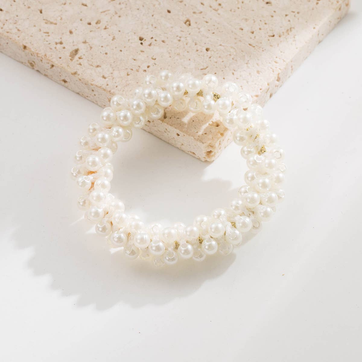 ACCITY - Wholesale Hair Tie - Gold Thread Pearl Elastic Hair Tie for Women_CWAJE059104