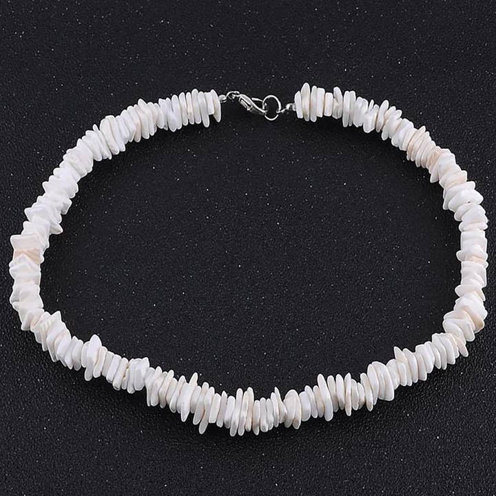 Syrrios Gifts LLC - Wholesale Beaded/Pearl Necklace - Puka Shell Necklace, Hawaiian Style Clam Chip Surfer8