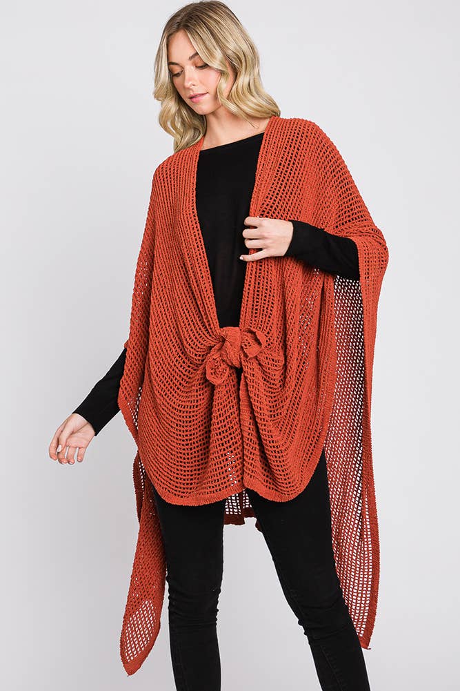 Hana - Wholesale Cardigan - Dames - Solid Chenille Crochet Ruana54