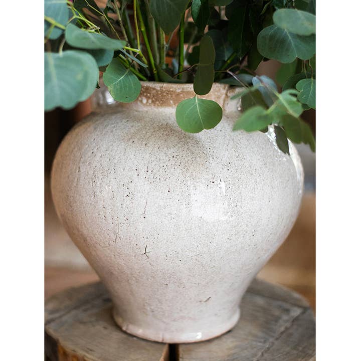 Rustic Reach - Wholesale Vase - Large French Country White Ceramic Flower Vase4