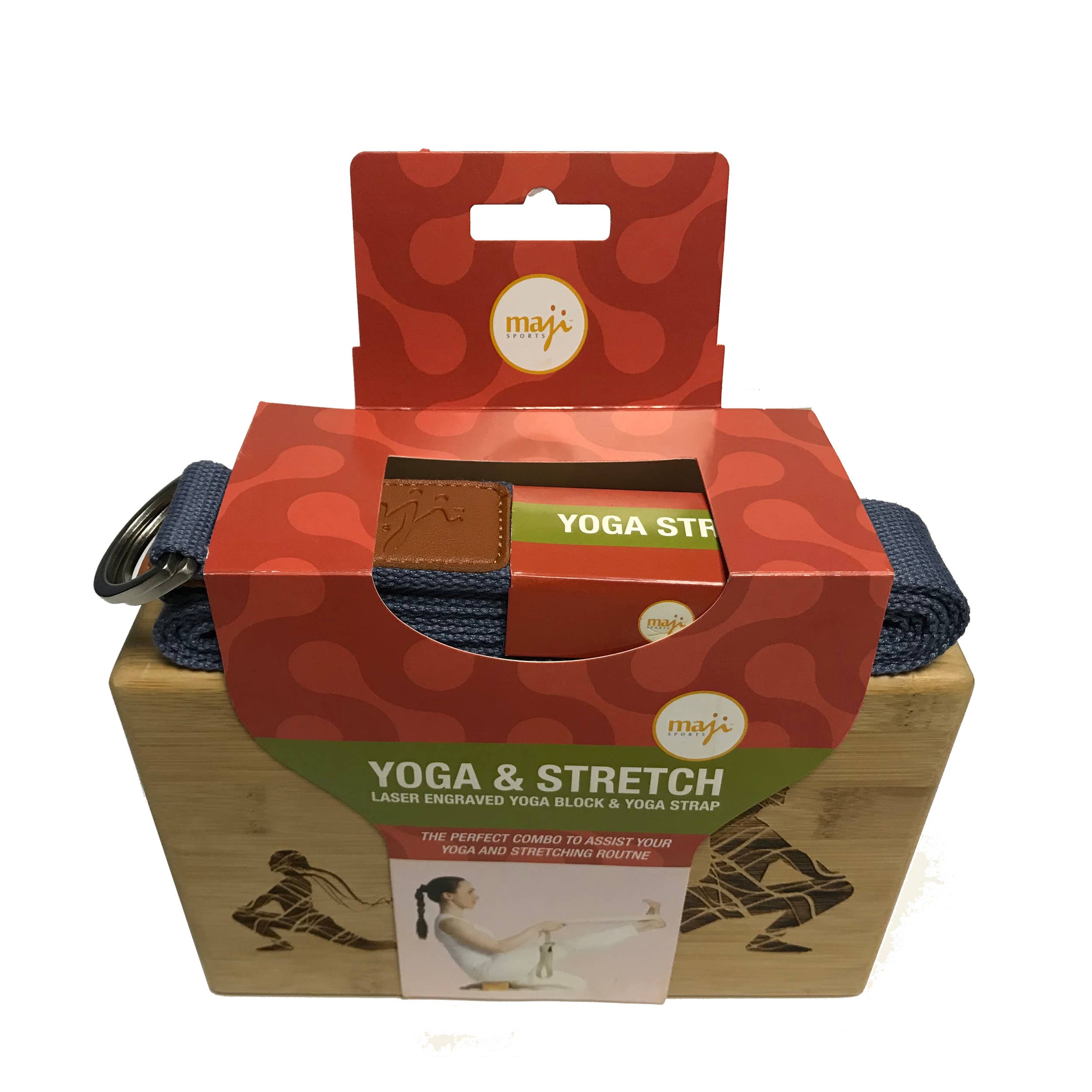 Maji Sports, LLC - Wholesale Yogariem/band - Lasergegraveerde bamboe blok en riem combo13