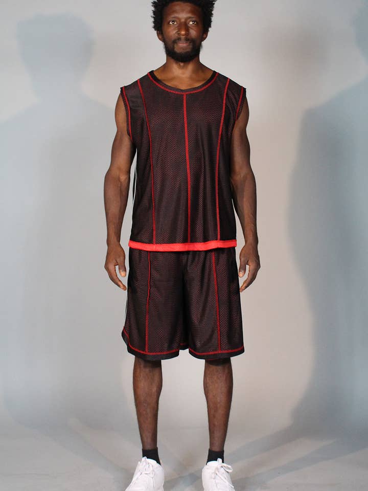 Inside Out basketbaljersey set met omgekeerde steek (ZWART) voor wholesale door Siempre Life