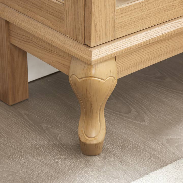 Orange County Decor - Wholesale Cabinet - 2 Doors Curio Cabinet With Tempered Glass Doors, Curio Cabinets With Mirrored Back Panel And Adjustable Shelves, Lighted Display Cabinet For Home, Office Light Bulb Included Oak Oak Mdf Glass14