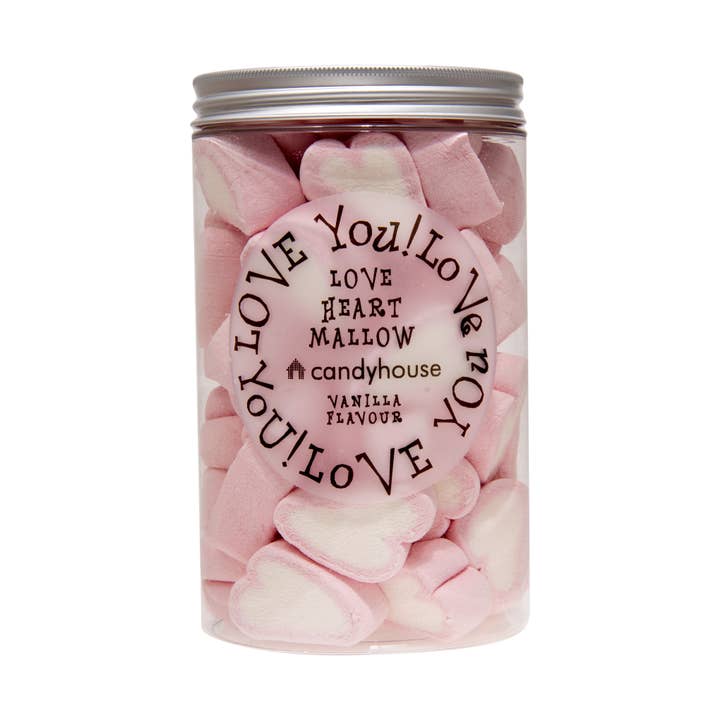 XL Valentines Jar filled with Mallow Hearts for wholesale by Candyhouse Ltd