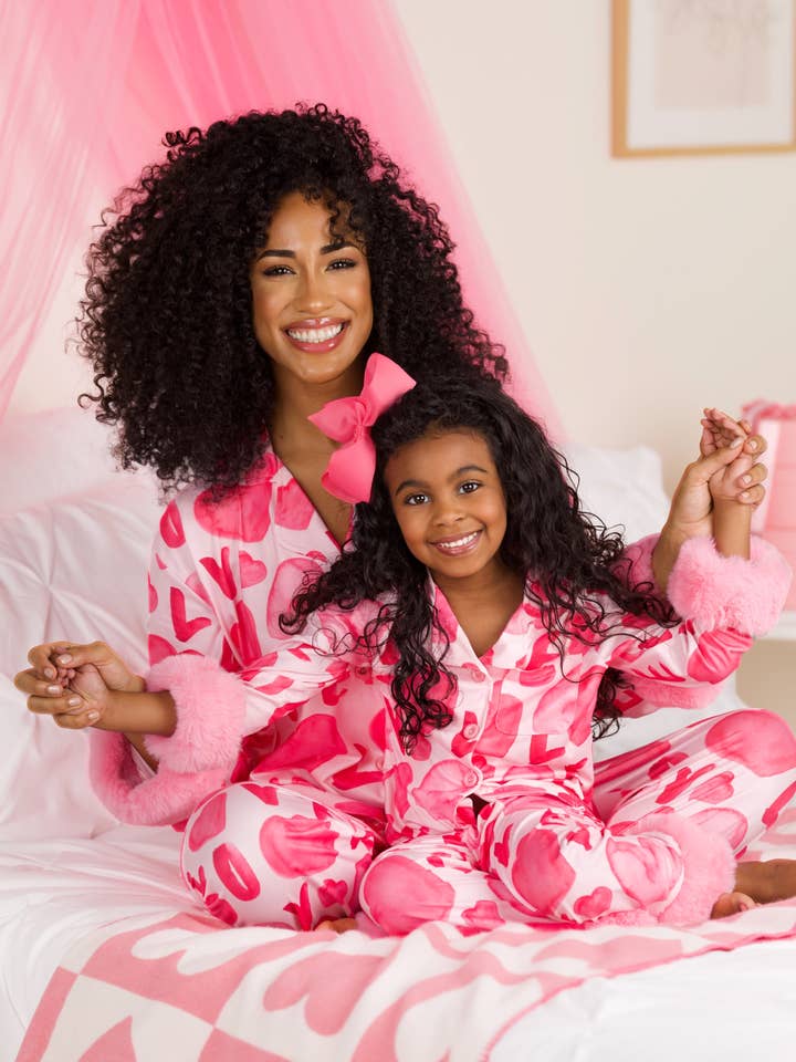 Mommy and Me Love Dream Furry Pajama Set for wholesale by Mia Belle Girls • Wholesale