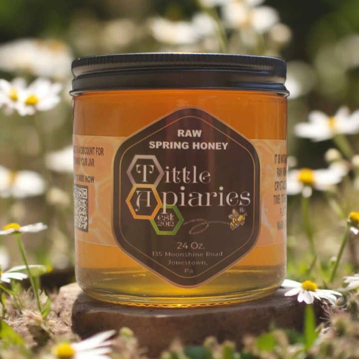 Raw PA Spring Honey - 21 oz Glass Jar for wholesale by Tittle Apiaries, LLC