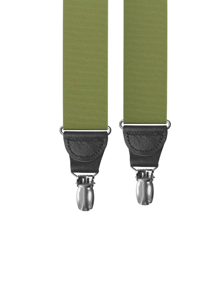 Big & Tall Olive Grosgrain Clip-on Suspenders for wholesale by KK & Jay Supply Co.