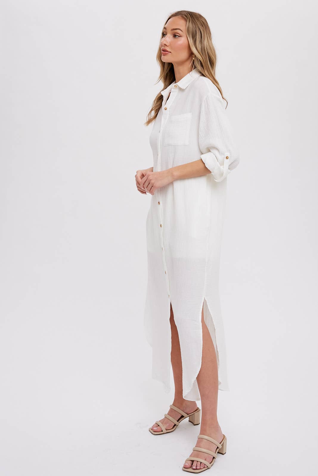 Bluivy - Wholesale Dress - Women's - BUTTON UP MAXI SHIRT DRESS WITH POCKET25