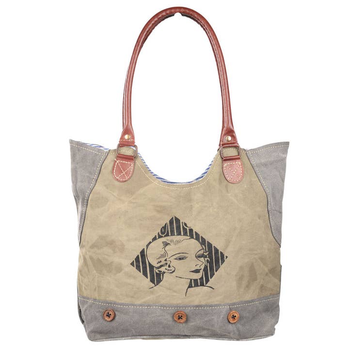 Benjamin International - Vendita all'ingrosso Borsa tote - Donna - Borsa in tela con ritratto vintage2