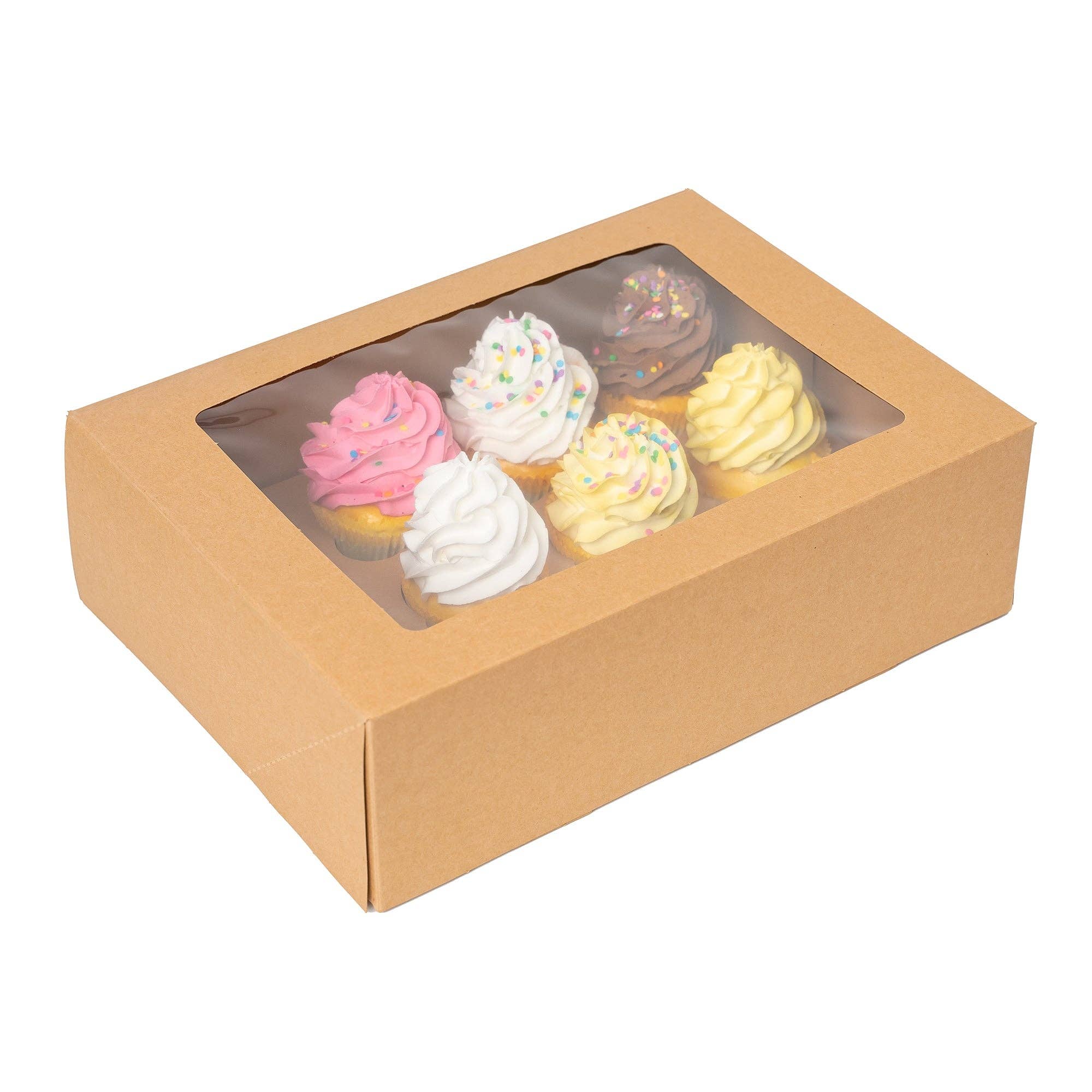 Cupcake Carrier 25 Pack with 12-Cupcake Insert Tray - Brown for wholesale on Faire0