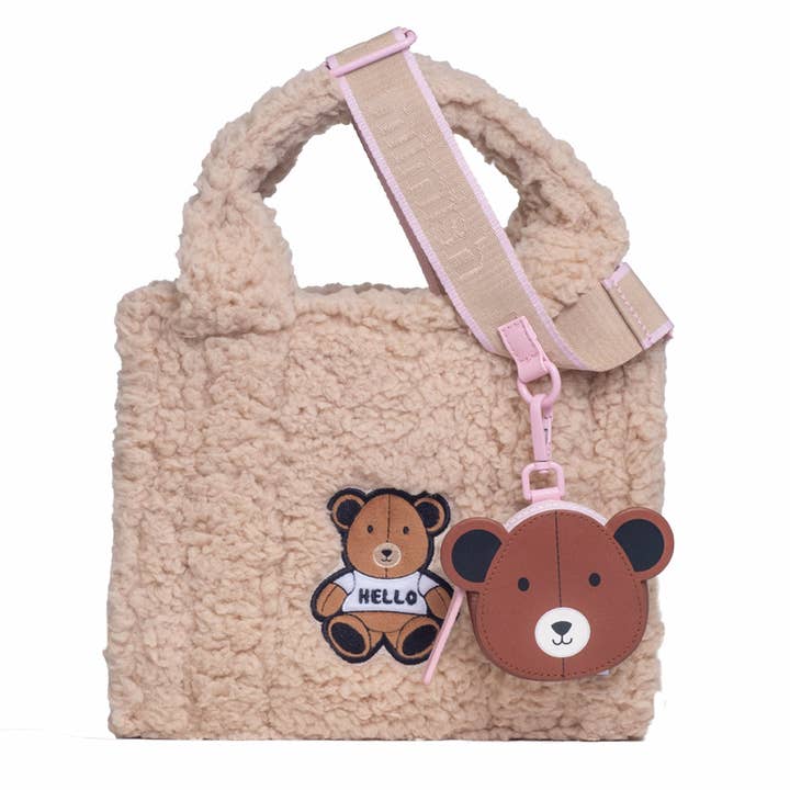 Sherpa Tote-väska – Mysig, Färgglad & Konverterbar med Matchande Myntväska, Teddybjörn för wholesale av Mimish