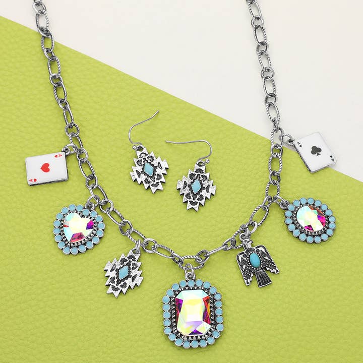 As de Corazones As de Tréboles Pájaro Occidental Llave Rectángulo Collar para venta al por mayor de Sensibling Corp.