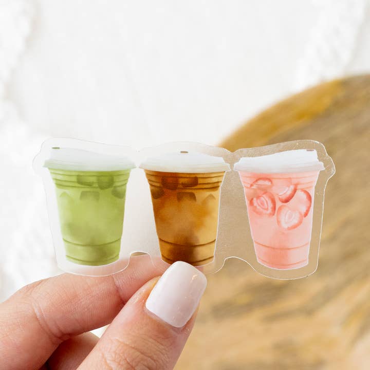 Coffee Shop Drinks Sticker, 3x1.5 in. for wholesale by Elyse Breanne Design