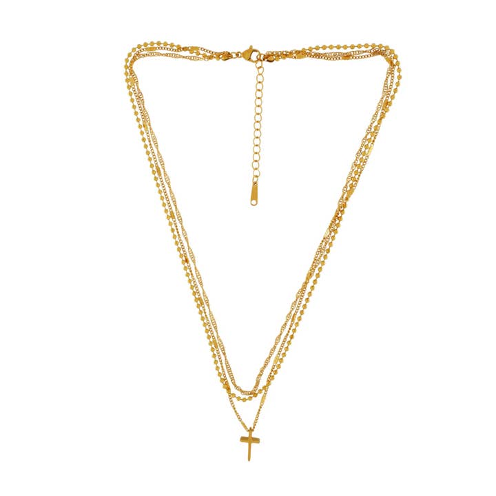 Dansk Copenhagen - Wholesale Pendant/Charm Necklace - Love Waterproof Short Pre-layered Cross Necklace 18K Gold Plating3