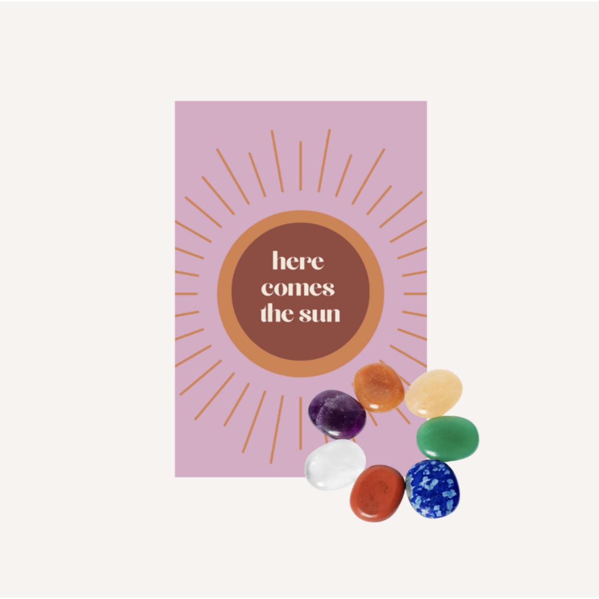 UCHU REMINDERS - Wholesale Spiritual Stone/Crystal - Worry Stone “Here Comes the Sun”0