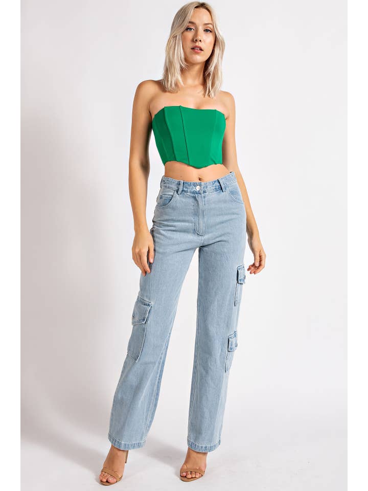 Edit by Nine - Wholesale Corset - Women's - Ct2028 Solid Knit Corset Crop Top12