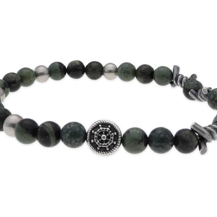 Bracelet de gouvernail en acier et pierre naturelle pour la vente par Liska